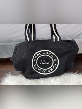 Marc Jacobs Black Canvas Tote with White Logo